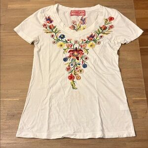 Embroidered Floral White T-Shirt